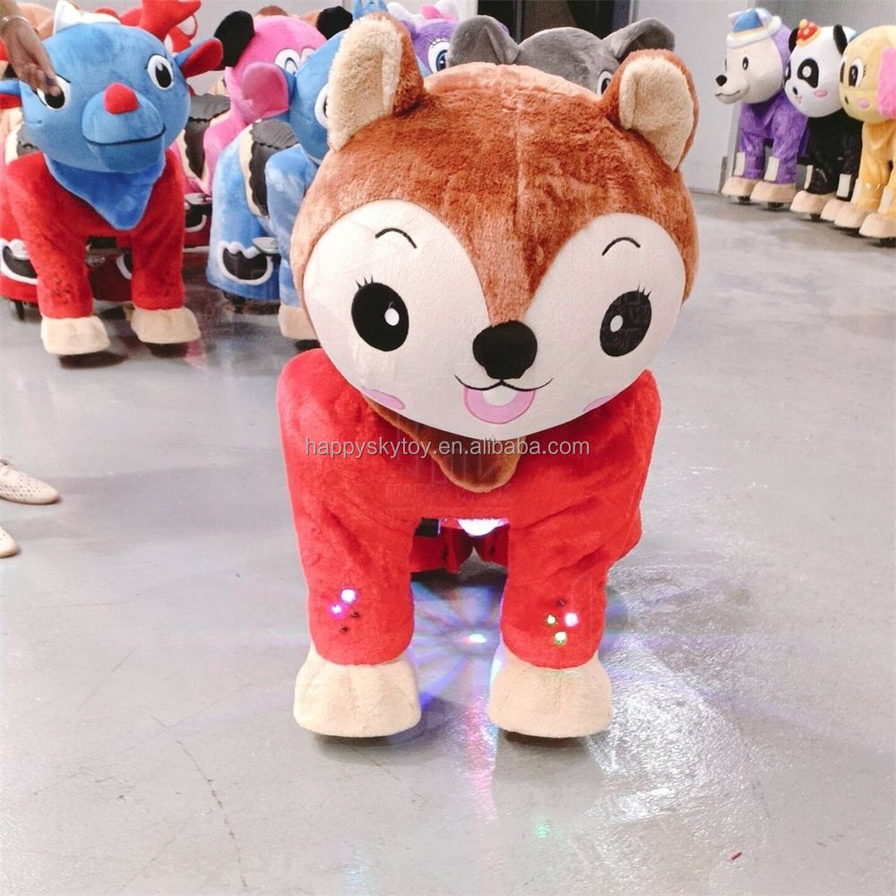 Plush Electric Horse Ride Amusement Park Token Operated Animal Toy for Parties and Mall Use for Kids
