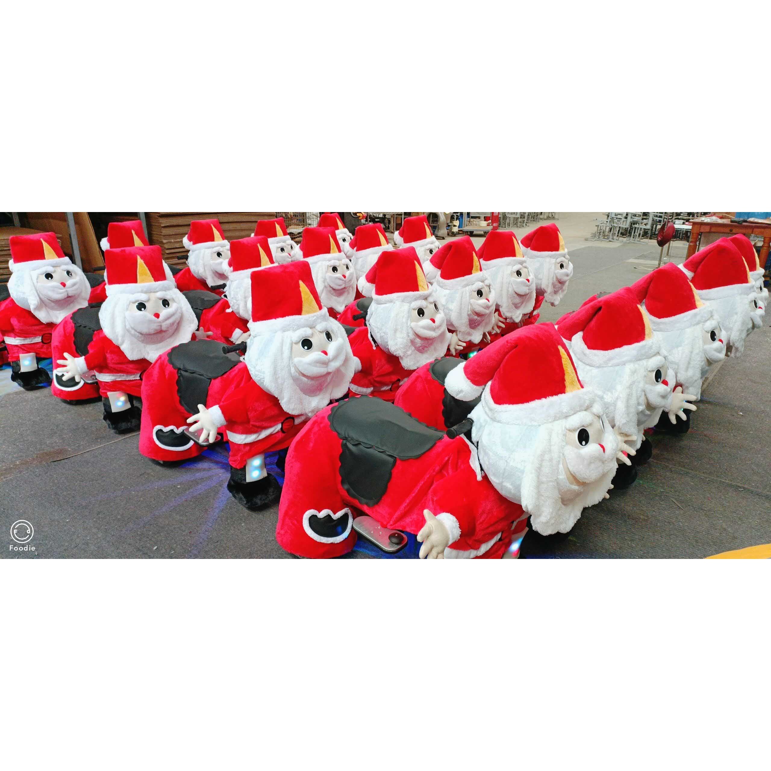 Wholesale Factory Price Kids Plush Stuffed Electric Battery Operated Ride Santa Claus Animal Ride on Wheels