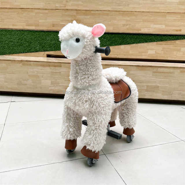 Happy Sky Toy New Model Life-Size Unisex Mechanical Horse Ride-On Plush Animal Toy for Kids 2-4 Years