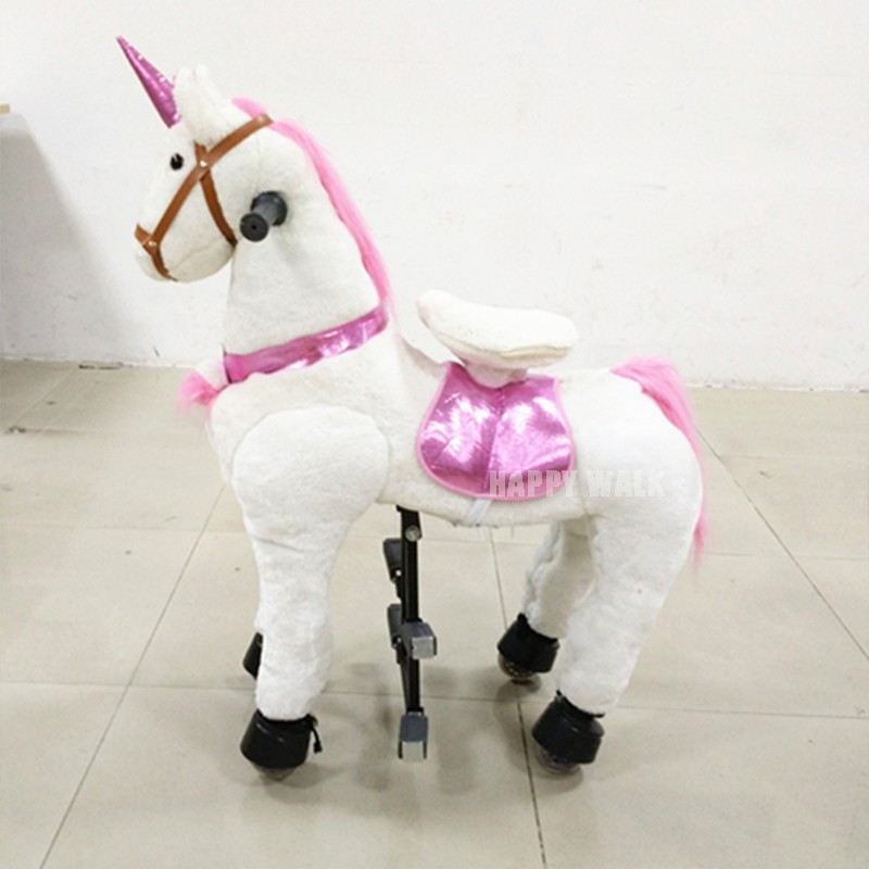 New Unisex Large Ride-On Toy Animal-Plush Mechanical Horses Featuring Donkey Sheep & Unicorn for Kids Made of Durable Plastic