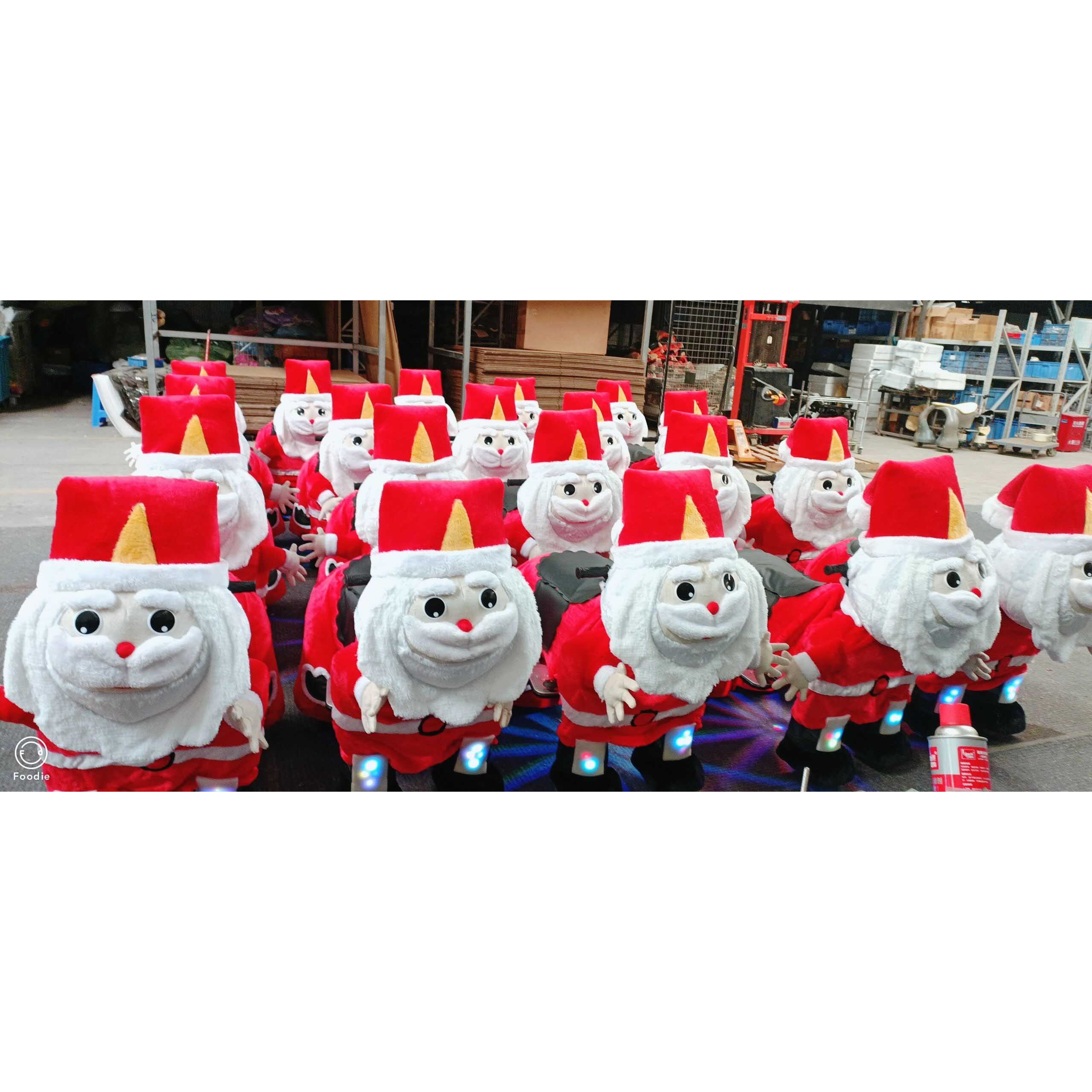 Wholesale Factory Price Kids Plush Stuffed Electric Battery Operated Ride Santa Claus Animal Ride on Wheels