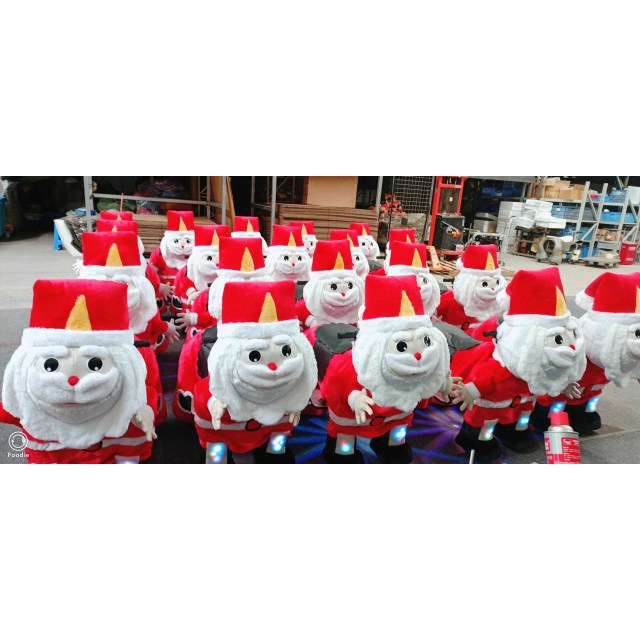 Wholesale Factory Price Kids Plush Stuffed Electric Battery Operated Ride Santa Claus Animal Ride on Wheels