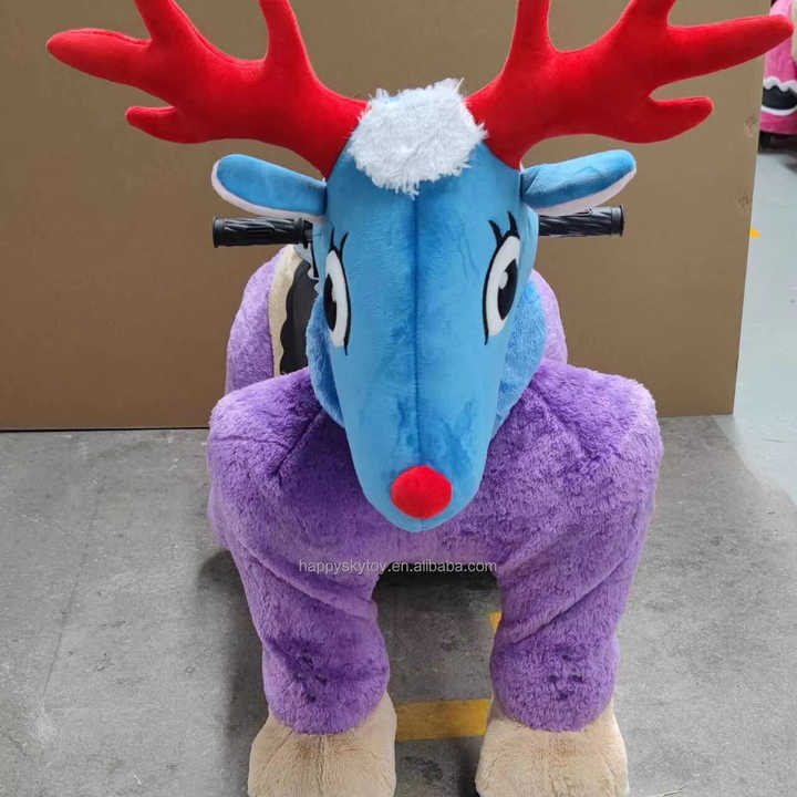 Plush Electric Horse Ride Amusement Park Token Operated Animal Toy for Parties and Mall Use for Kids