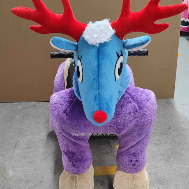 Plush Electric Horse Ride Amusement Park Token Operated Animal Toy for Parties and Mall Use for Kids