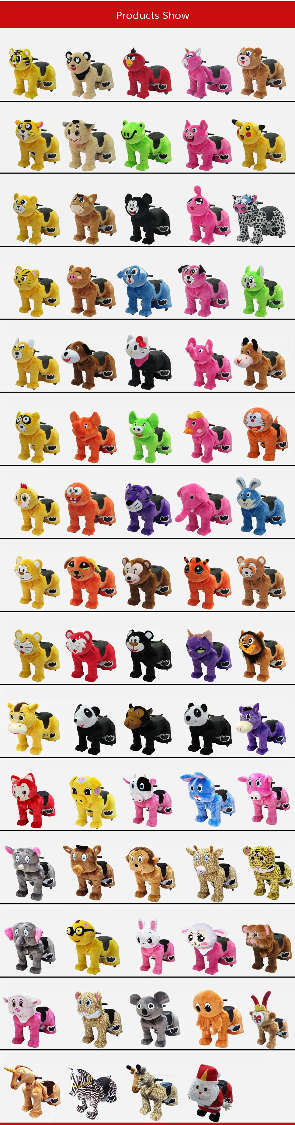 Wholesale Factory Price Kids Plush Stuffed Electric Battery Operated Ride Santa Claus Animal Ride on Wheels