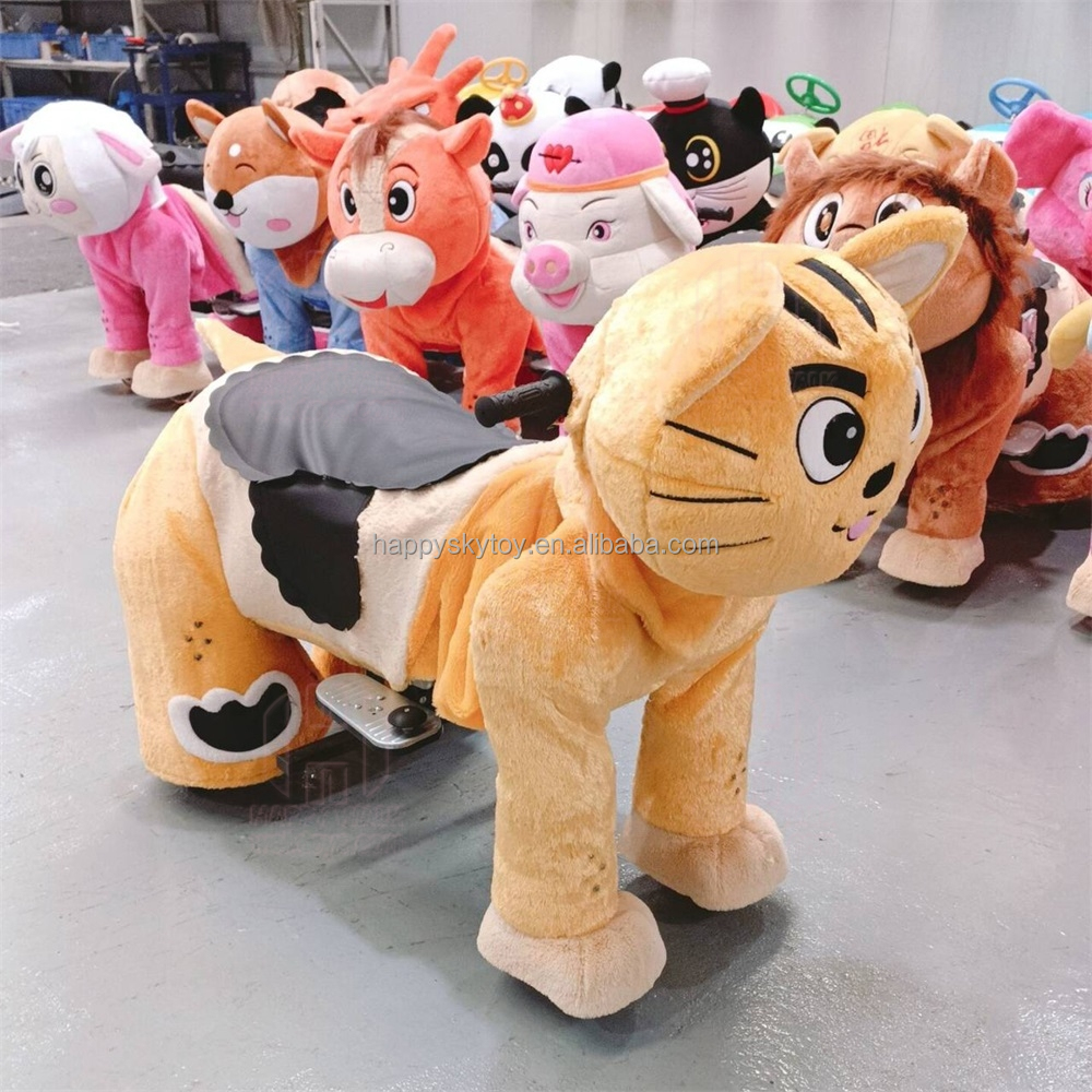 Plush Electric Horse Ride Amusement Park Token Operated Animal Toy for Parties and Mall Use for Kids