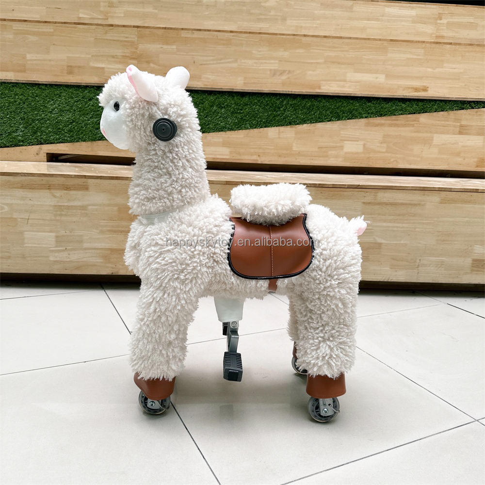 Happy Sky Toy New Model Life-Size Unisex Mechanical Horse Ride-On Plush Animal Toy for Kids 2-4 Years