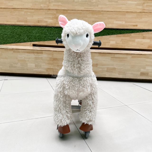 Happy Sky Toy New Model Life-Size Unisex Mechanical Horse Ride-On Plush Animal Toy for Kids 2-4 Years
