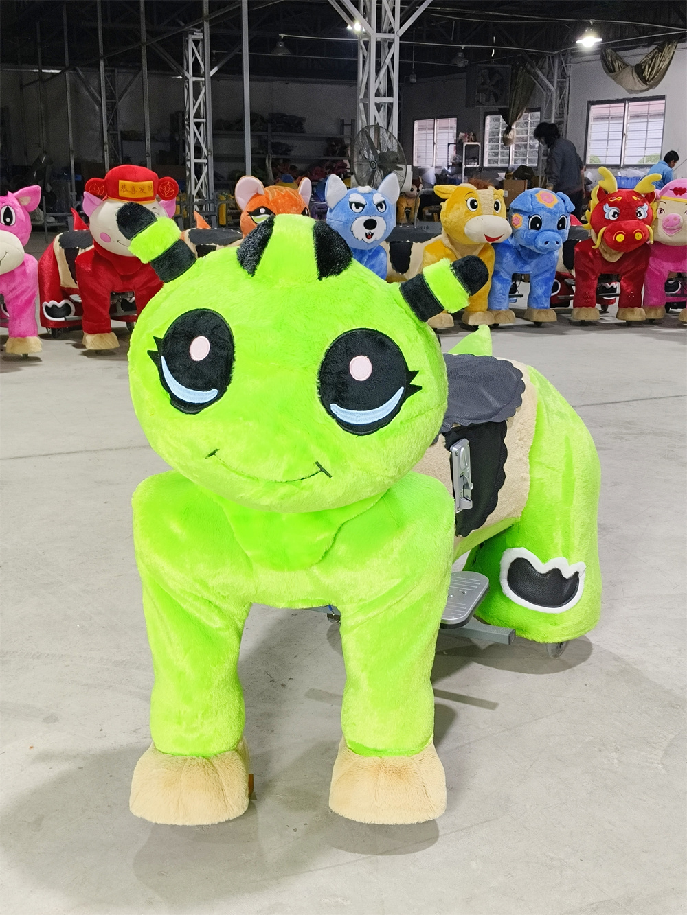Best Seller Electric Plush Horse Animal Green Elephant Scooter for Adults-Steel Track Rides  Shopping Mall Use Sale
