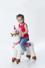 New Unisex Large Ride-On Toy Animal-Plush Mechanical Horses Featuring Donkey Sheep & Unicorn for Kids Made of Durable Plastic