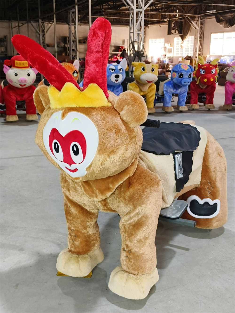Battery Operated Coin-Operated Kids Rides on Toys Plush Dog Animal Ride Horse Kids Electric Animal Ride