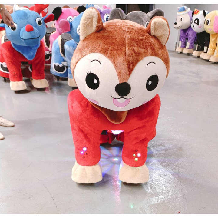 Unisex Kids Large Plush Ride-On Bear Toy Coin-Operated Animal Scooter for Mall or Amusement Park Joy Rides