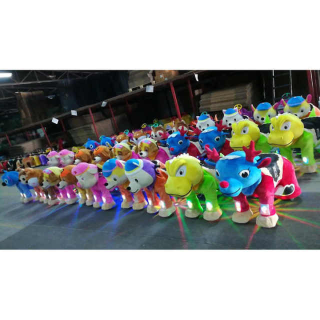 Children Ride on Animal Toy Coin and Battery Operated Electric Plush Motorized Animal Kiddie Rides Scooter for Mall