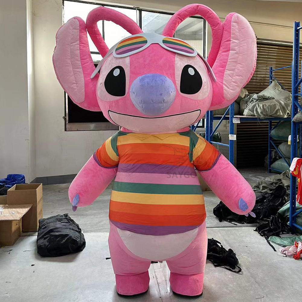 Pink Stitch with Color T-shirt  Mascot Costume Party Show Giant Plush Inflatable Adult Party Event Mascot Cartoon Fancy Dress Character Costume,Big Mascot,Pink Stitch with Color T-shirt  Mascot Costume Party Show Giant Plush Inflatable Adult Party Event Mascot Cartoon Fancy Dress Character Costume