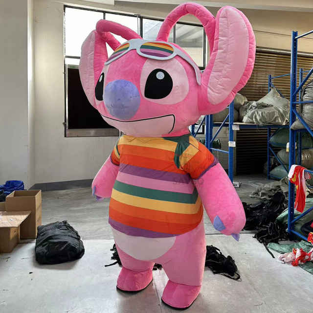 Pink Stitch with Color T-shirt  Mascot Costume Party Show Giant Plush Inflatable Adult Party Event Mascot Cartoon Fancy Dress Character Costume,Big Mascot,Pink Stitch with Color T-shirt  Mascot Costume Party Show Giant Plush Inflatable Adult Party Event Mascot Cartoon Fancy Dress Character Costume