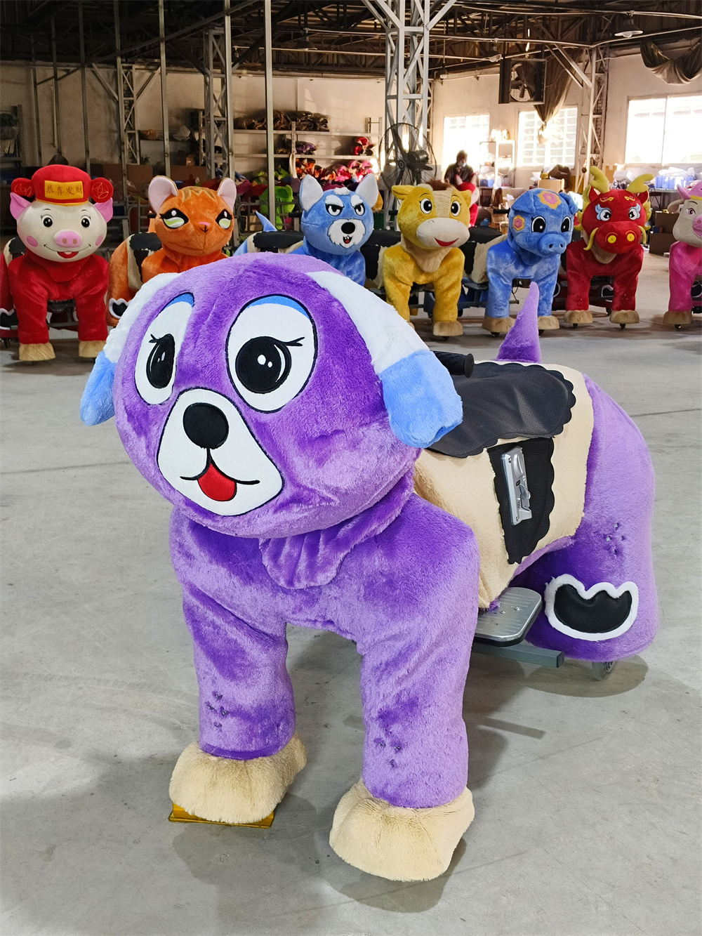 Plush Animal Electric Scooter Ride-On Toy Coin Operated Commercial Use for Children & Adults