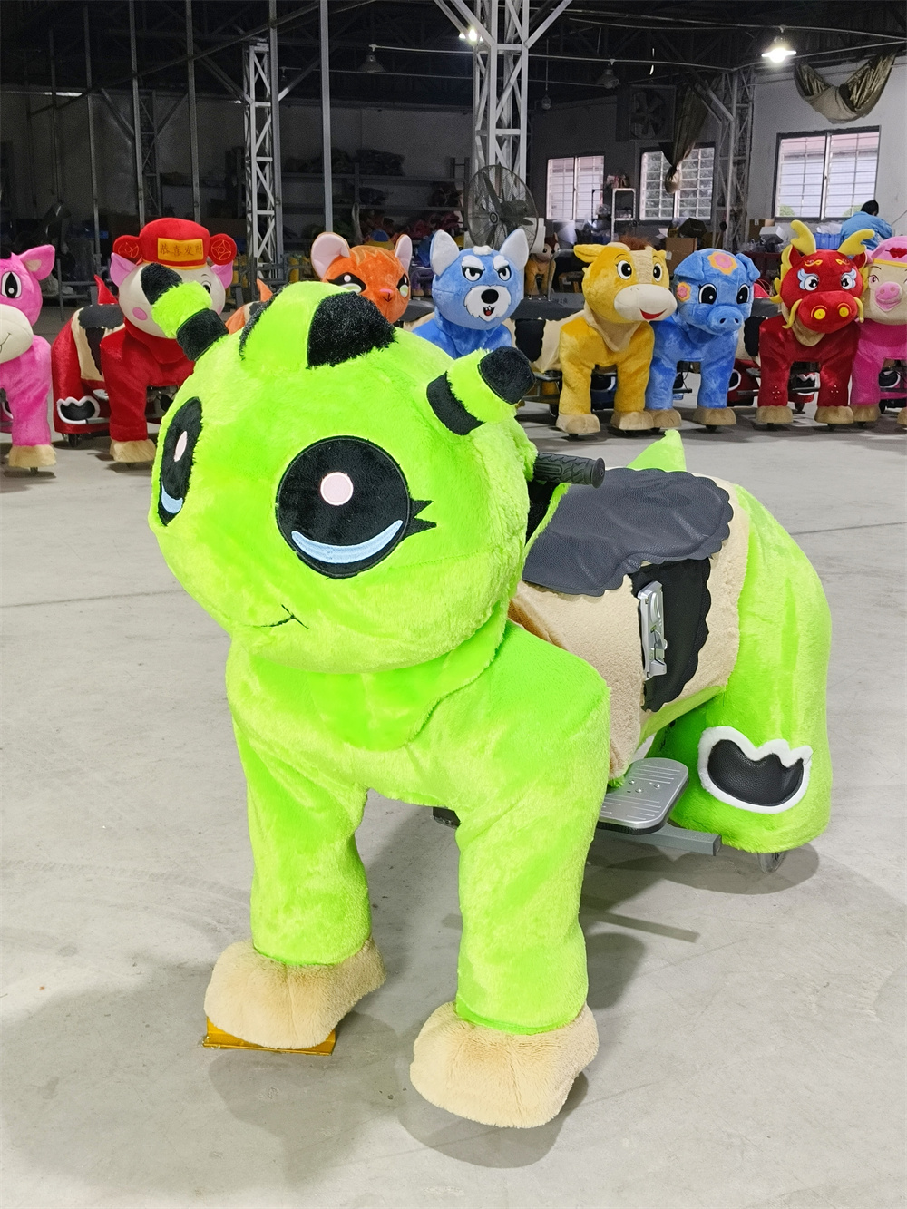 Best Seller Electric Plush Horse Animal Green Elephant Scooter for Adults-Steel Track Rides  Shopping Mall Use Sale