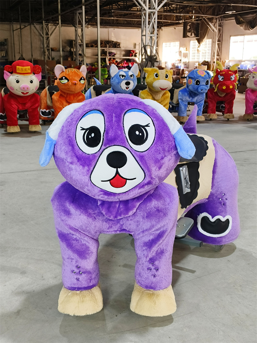 Plush Animal Electric Scooter Ride-On Toy Coin Operated Commercial Use for Children & Adults