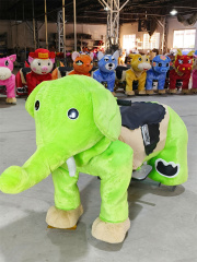 Best Seller Electric Plush Horse Animal Green Elephant Scooter for Adults-Steel Track Rides  Shopping Mall Use Sale