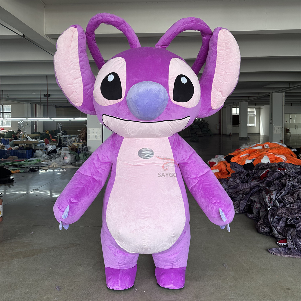 Purple Stitch Mascot Costume Party Show Giant Plush Inflatable Adult Party Event Mascot Cartoon Fancy Dress Character Costume,Big Mascot,Purple Stitch Mascot Costume Party Show Giant Plush Inflatable Adult Party Event Mascot Cartoon Fancy Dress Character Costume