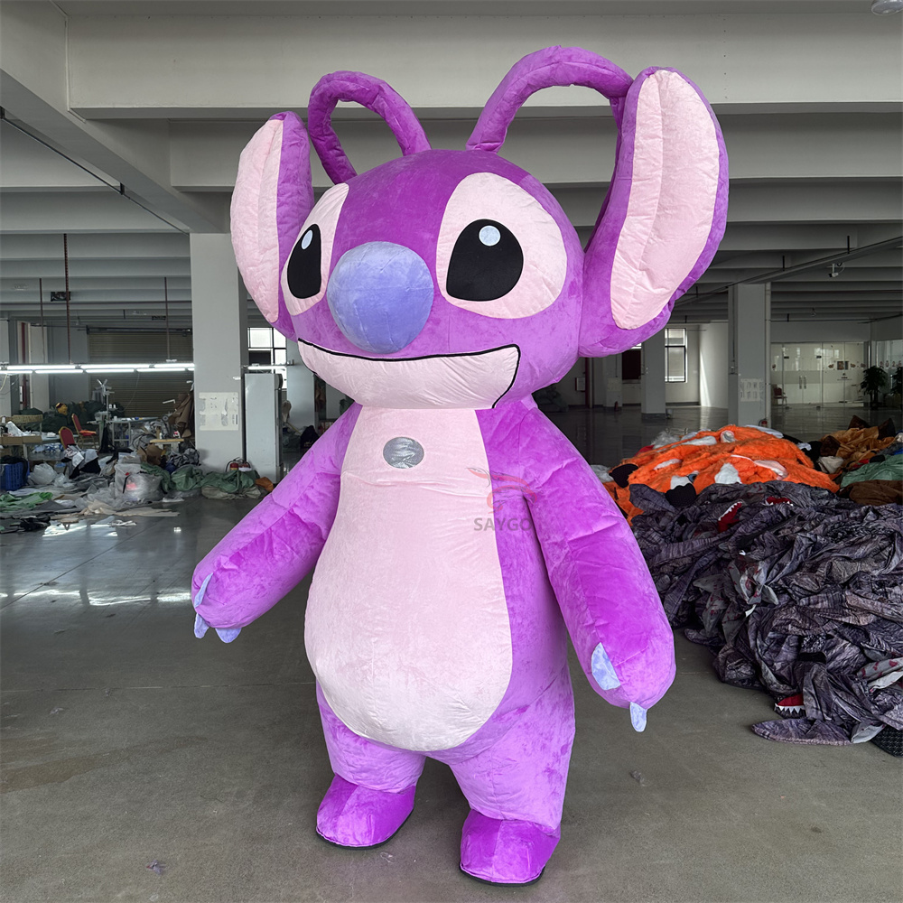 Purple Stitch Mascot Costume Party Show Giant Plush Inflatable Adult Party Event Mascot Cartoon Fancy Dress Character Costume,Big Mascot,Purple Stitch Mascot Costume Party Show Giant Plush Inflatable Adult Party Event Mascot Cartoon Fancy Dress Character Costume