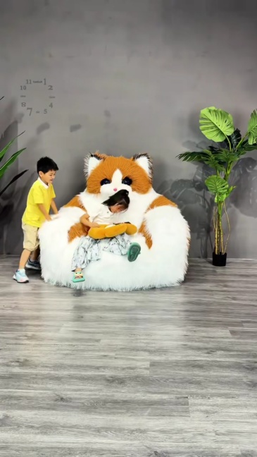 Cat Sofa Furry Animal Couch Inflatable Plush Baby Animal Sofa Chair Panda Sofa Long Plush Panda Sofa Bed With Animal Design for Kids,Big Mascot,Furry Animal Couch Inflatable Plush Baby Animal Sofa Chair Panda Sofa Long Plush Panda Sofa Bed With Animal Design for Kids