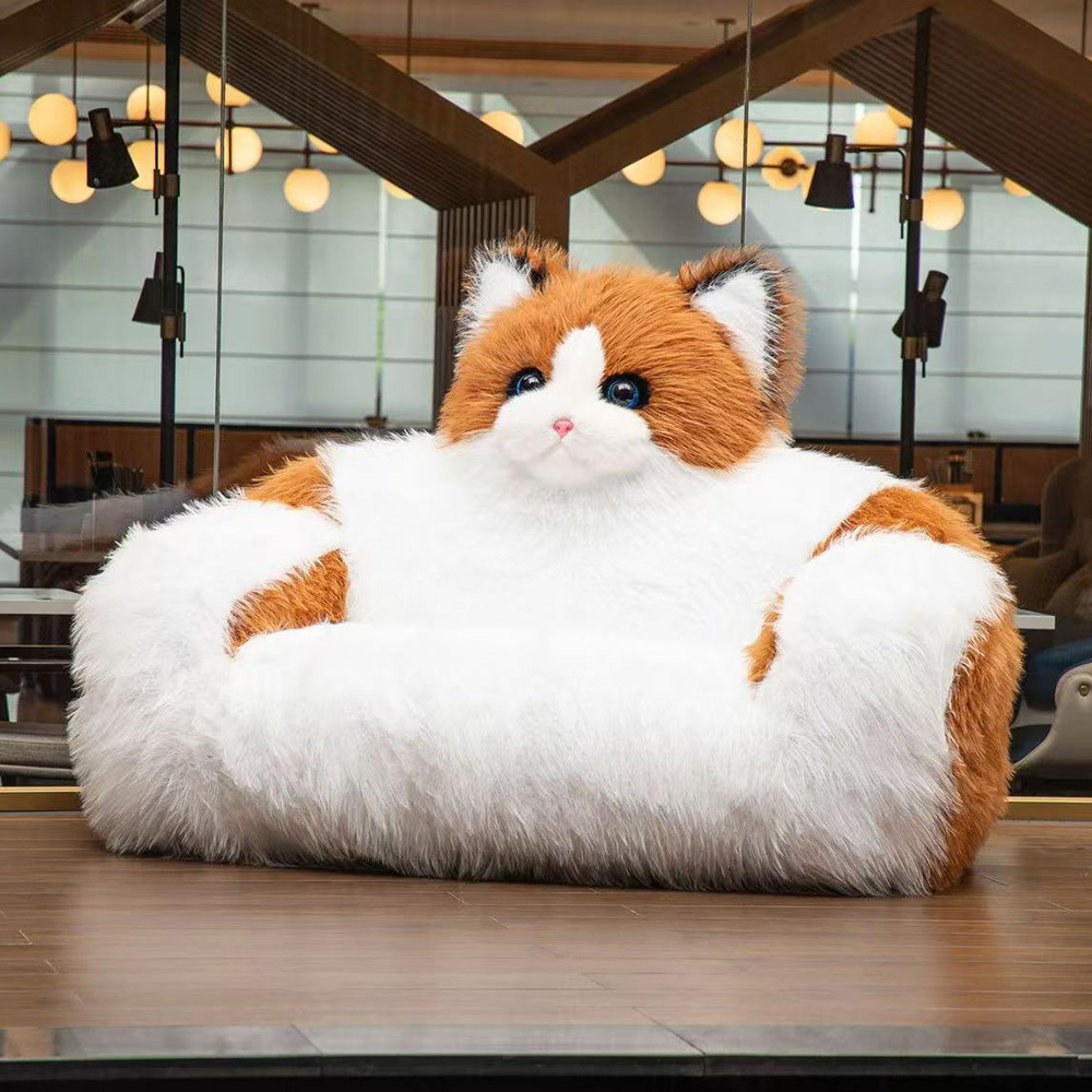 Cat Sofa Furry Animal Couch Inflatable Plush Baby Animal Sofa Chair Panda Sofa Long Plush Panda Sofa Bed With Animal Design for Kids,Big Mascot,Furry Animal Couch Inflatable Plush Baby Animal Sofa Chair Panda Sofa Long Plush Panda Sofa Bed With Animal Design for Kids