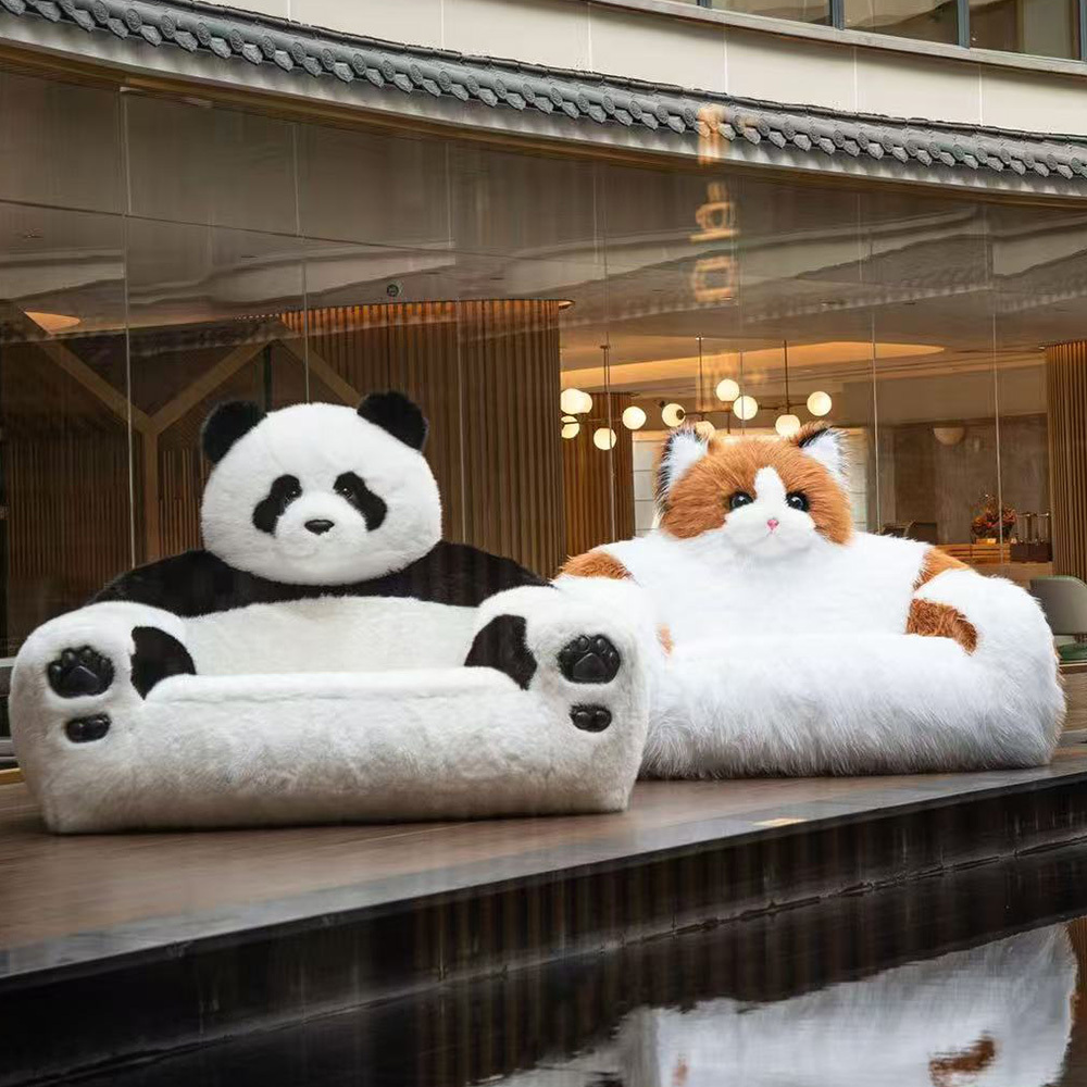Cat Sofa Furry Animal Couch Inflatable Plush Baby Animal Sofa Chair Panda Sofa Long Plush Panda Sofa Bed With Animal Design for Kids,Big Mascot,Furry Animal Couch Inflatable Plush Baby Animal Sofa Chair Panda Sofa Long Plush Panda Sofa Bed With Animal Design for Kids