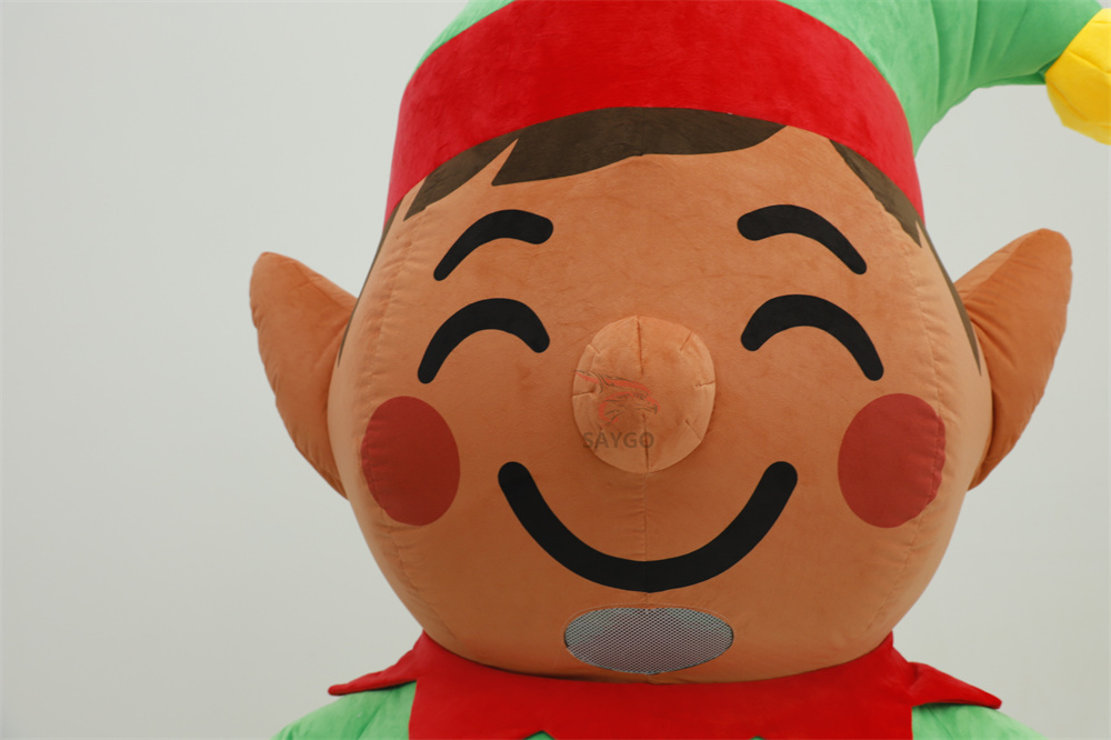Deluxe Velvet Inflatable Adult Christmas Elf Mascot Costume Luxury Adult Fancy Dress for Christmas Party and Carnival Costumes,Big Mascot,Deluxe Velvet Inflatable Adult Christmas Elf Mascot Costume Luxury Adult Fancy Dress for Christmas Party and Carnival Costumes