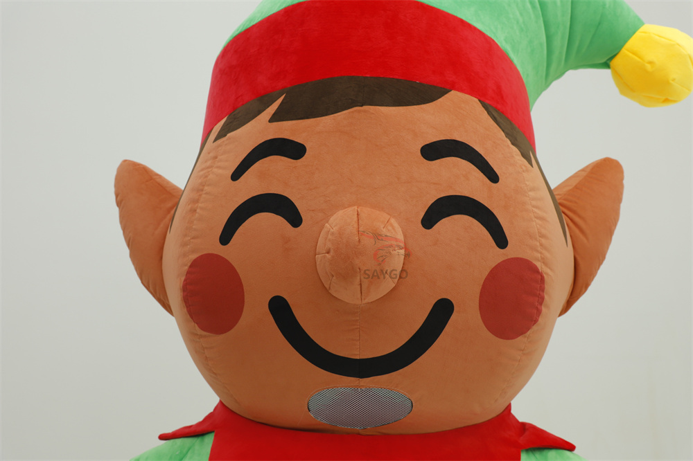 Deluxe Velvet Inflatable Adult Christmas Elf Mascot Costume Luxury Adult Fancy Dress for Christmas Party and Carnival Costumes,Big Mascot,Deluxe Velvet Inflatable Adult Christmas Elf Mascot Costume Luxury Adult Fancy Dress for Christmas Party and Carnival Costumes
