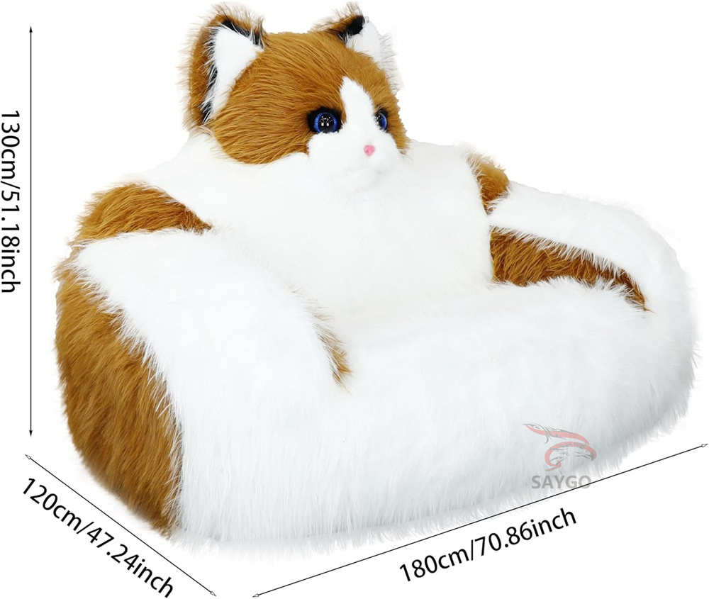 Cat Sofa Furry Animal Couch Inflatable Plush Baby Animal Sofa Chair Panda Sofa Long Plush Panda Sofa Bed With Animal Design for Kids,Big Mascot,Furry Animal Couch Inflatable Plush Baby Animal Sofa Chair Panda Sofa Long Plush Panda Sofa Bed With Animal Design for Kids