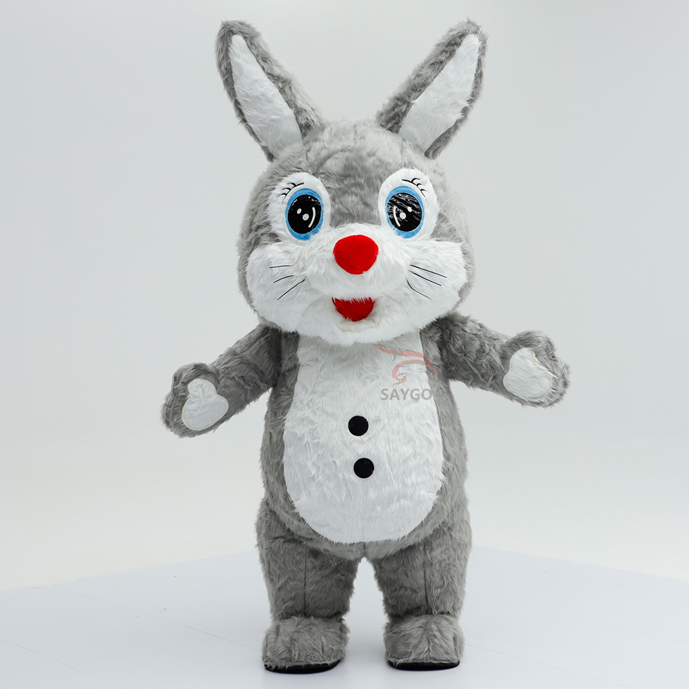 Short Ear Rabbit Plush Walking Parade Performance Funny Giant Black Inflatable Rabbit Bunny Mascot Costume,Big Mascot,Short Ear Rabbit Plush Walking Parade Performance Funny Giant Black Inflatable Rabbit Bunny Mascot Costume