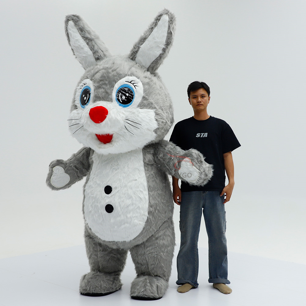 Short Ear Rabbit Plush Walking Parade Performance Funny Giant Black Inflatable Rabbit Bunny Mascot Costume,Big Mascot,Short Ear Rabbit Plush Walking Parade Performance Funny Giant Black Inflatable Rabbit Bunny Mascot Costume