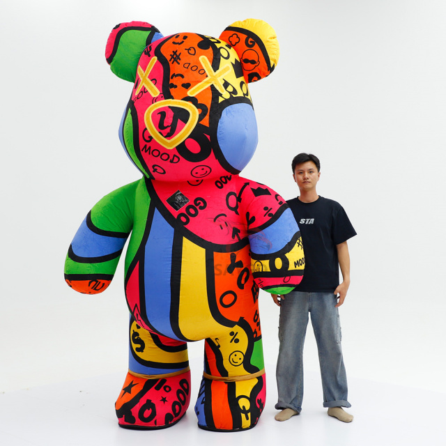Colorful Power Bear Inflatable Costume Mascot Parade Adult Character Cosplay Animal Birthday Christmas Party Event Plush Set,Big Mascot,Colorful Power Bear Inflatable Costume Mascot Parade Adult Character Cosplay Animal Birthday Christmas Party Event Plush Set