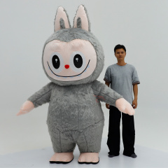 Grey Pop Mart Labubu Anime Party Adult Dress Blow up Popular Cartoon Character Inflatable Mascot Costume,Big Mascot,Grey Pop Mart Labubu Anime Party Adult Dress Blow up Popular Cartoon Character Inflatable Mascot Costume