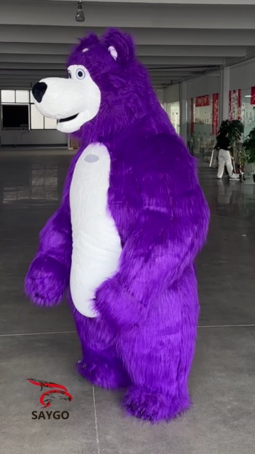 Dark Purple Masha Bear Cosplay Mascotte Inflatable Giant 2M/2.6M Inflatable Mascot Costume in Stock Brown Bear Costume for Sale,Big Mascot,Dark Purple Masha Bear Cosplay Mascotte Inflatable Giant 2M/2.6M Inflatable Mascot Costume in Stock Brown Bear Costume for Sale