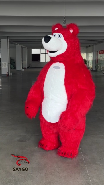 Red Masha Bear Cosplay Mascotte Inflatable Giant 2M/2.6M Inflatable Mascot Costume in Stock Brown Bear Costume for Sale,Big Mascot,Red Masha Bear Cosplay Mascotte Inflatable Giant 2M/2.6M Inflatable Mascot Costume in Stock Brown Bear Costume for Sale