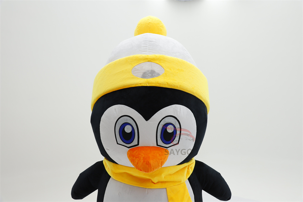 Yellow Scarf Penguin Commercial Factory Price 2m/2.6m Walking Plush Penguin Mascot Costume Adult Inflatable Cartoon Halloween Anime,Big Mascot,2025 Saygo Commercial Factory Price 2m/2.6m Walking Plush Penguin Mascot Costume Adult Inflatable Cartoon Halloween Anime