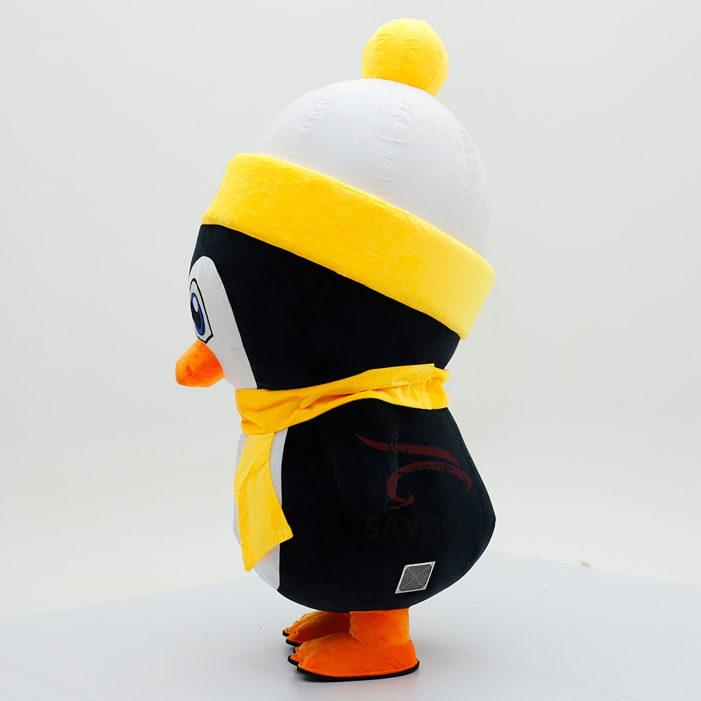 Yellow Scarf Penguin Commercial Factory Price 2m/2.6m Walking Plush Penguin Mascot Costume Adult Inflatable Cartoon Halloween Anime,Big Mascot,2025 Saygo Commercial Factory Price 2m/2.6m Walking Plush Penguin Mascot Costume Adult Inflatable Cartoon Halloween Anime