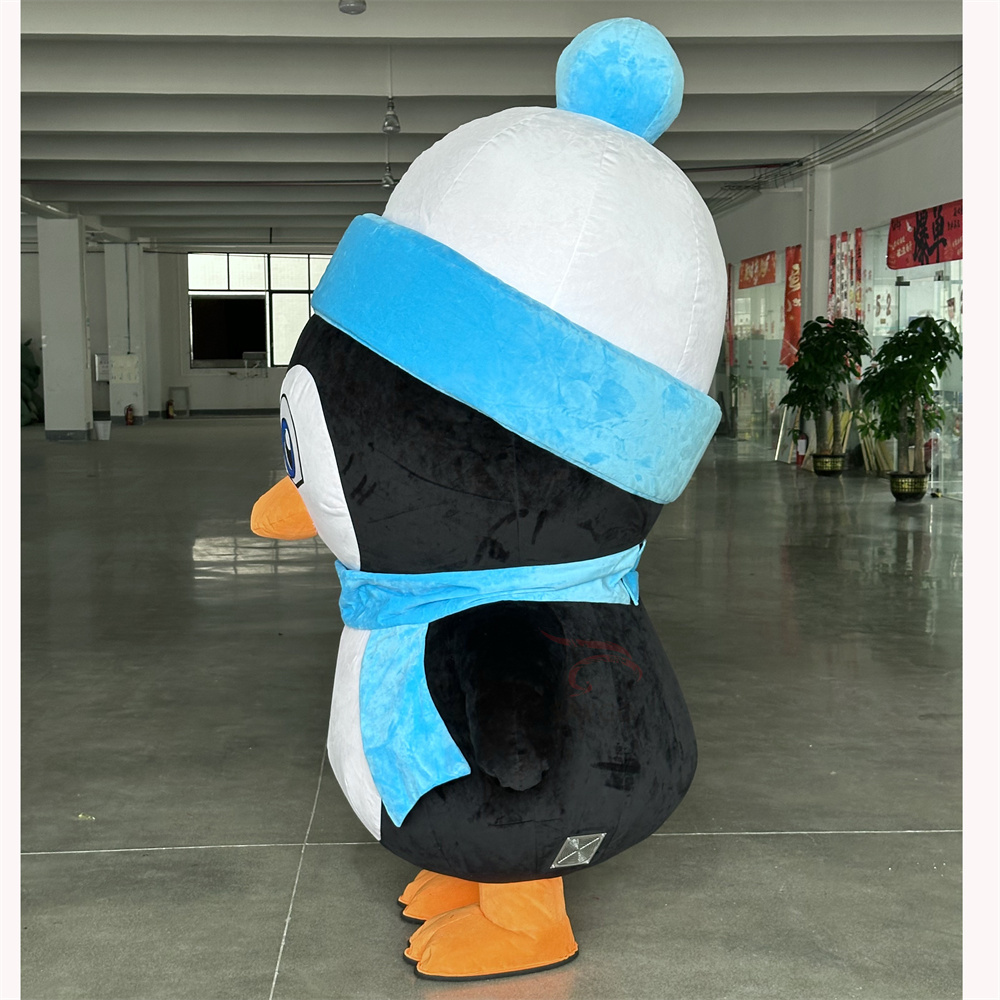 Blue Hat Penguin Cartoon Inflatable Mascot Costume Battery Blow up Suit for Adults,Big Mascot,Animal Theme Party 2m/2.6m Walking Moving Cosplay Cartoon Penguin Inflatable Mascot Costume Battery Blow up Suit for Adults