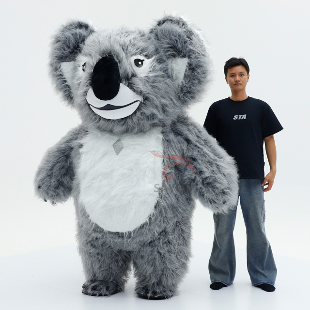 Grey Koala Bear Costume Furry Inflatable 2.6m Koala Mascot Costume for Zoo Events Rental,Big Mascot,Custom Made Grey Koala Bear Costume Furry Inflatable 2.6m Koala Mascot Costume for Zoo Events Rental