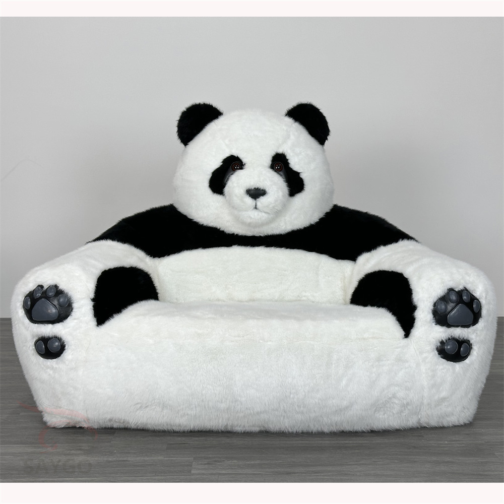 Double Seat Panda Sofa Furry Fibre Leather Sofa Couch for Soft Rest Sofa Bed Furniture,Big Mascot,Family Child Paradise Panda Sofa Chair 1 Person Set Furry Fibre Leather Sofa Couch for Soft Rest Sofa Bed Furniture for Sale