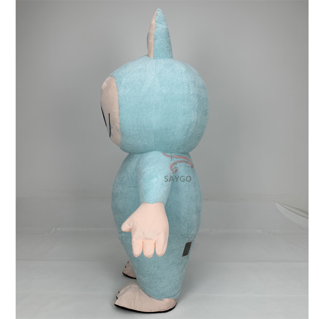 Light Blue Pop Mart Labubu Anime Party Adult Dress Blow up Popular Cartoon Character Inflatable Mascot Costume,Big Mascot,Light Blue Pop Mart Labubu Anime Party Adult Dress Blow up Popular Cartoon Character Inflatable Mascot Costume