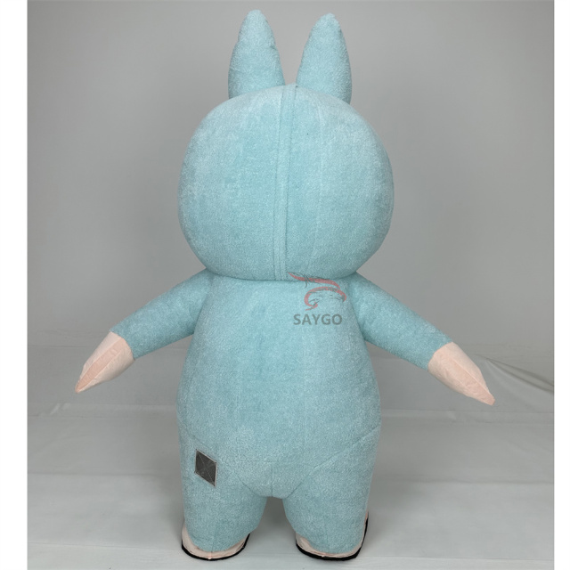 Light Blue Pop Mart Labubu Anime Party Adult Dress Blow up Popular Cartoon Character Inflatable Mascot Costume,Big Mascot,Light Blue Pop Mart Labubu Anime Party Adult Dress Blow up Popular Cartoon Character Inflatable Mascot Costume