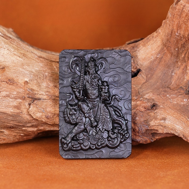 Dragon Tiger Mountain lightning strike jujube tree Jade God of Wealth Zhao Gongming pendant hanging ornament automobile hanging ornament hand carved charm listing