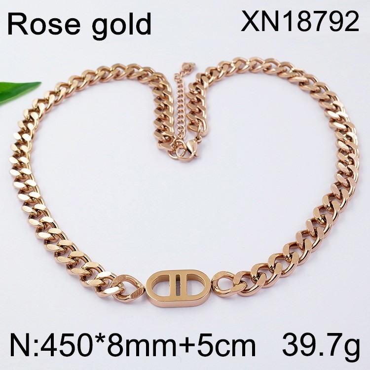Stainless Steel Jewelry Rose Gold Cuban Necklace