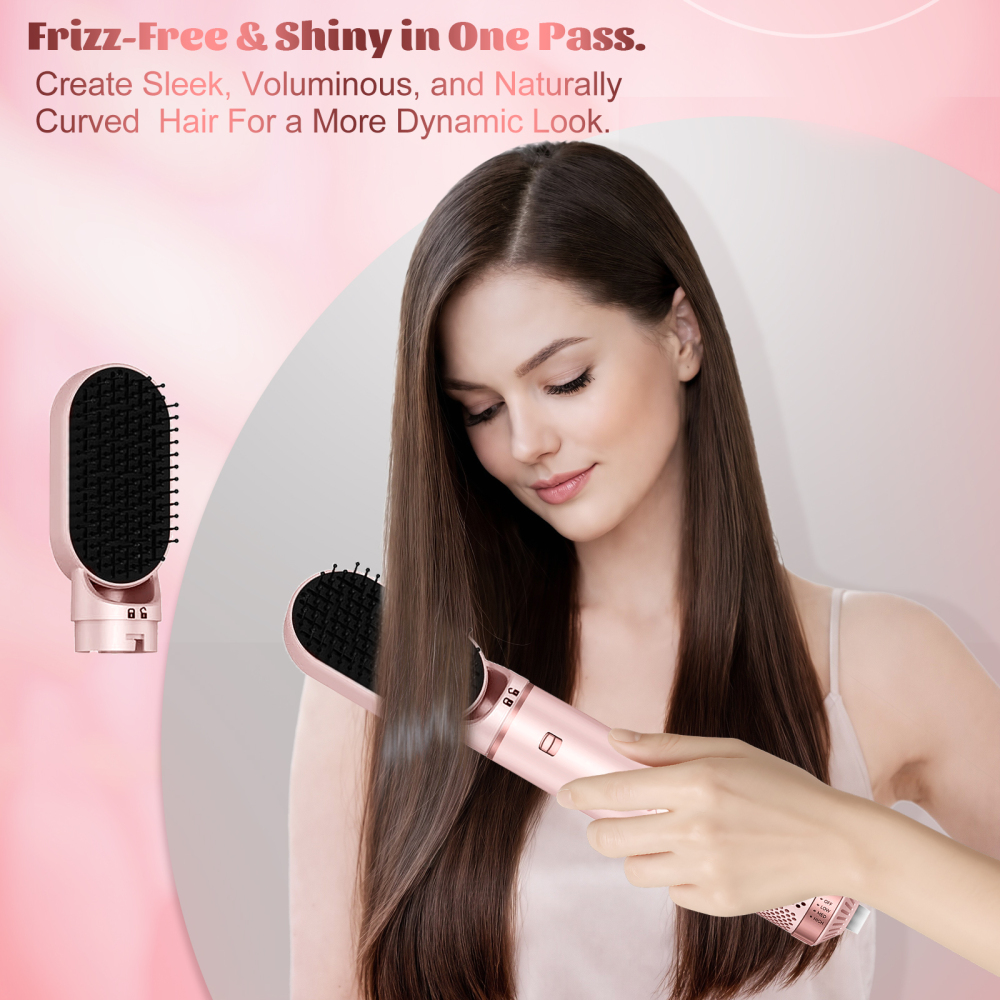 AVENHO 5 in 1 Hair Styler for Woman，Air Curling Wrap, Drying, Curling, Straightening & Volumizing, Hot Air Curler Dryer Brush Tool Set, Curl Styling Tools, Hair Styling at Home Travel - Blush
