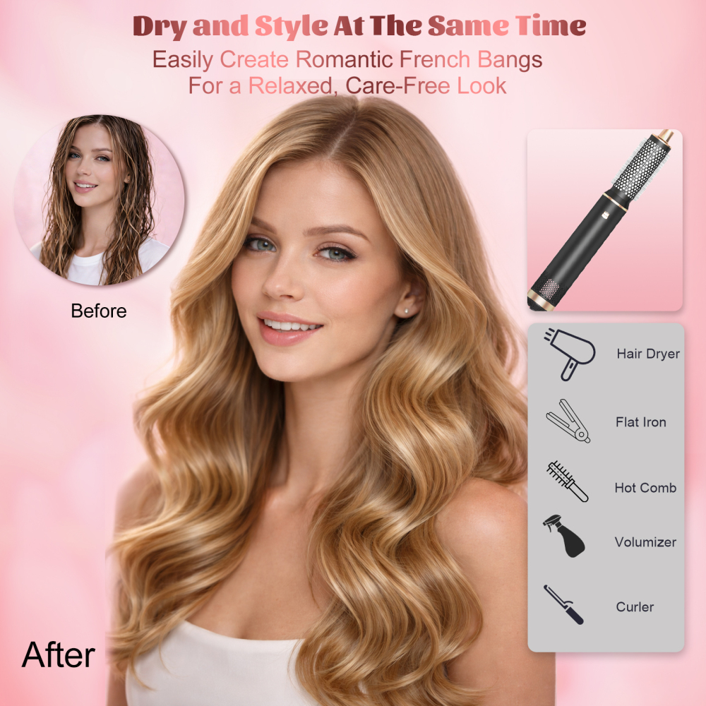 AVENHO 5 in 1 Hair Styler for Woman，Air Curling Wrap, Drying, Curling, Straightening & Volumizing, Hot Air Curler Dryer Brush Tool Set, Curl Styling Tools, Hair Styling at Home Travel - Charcoal