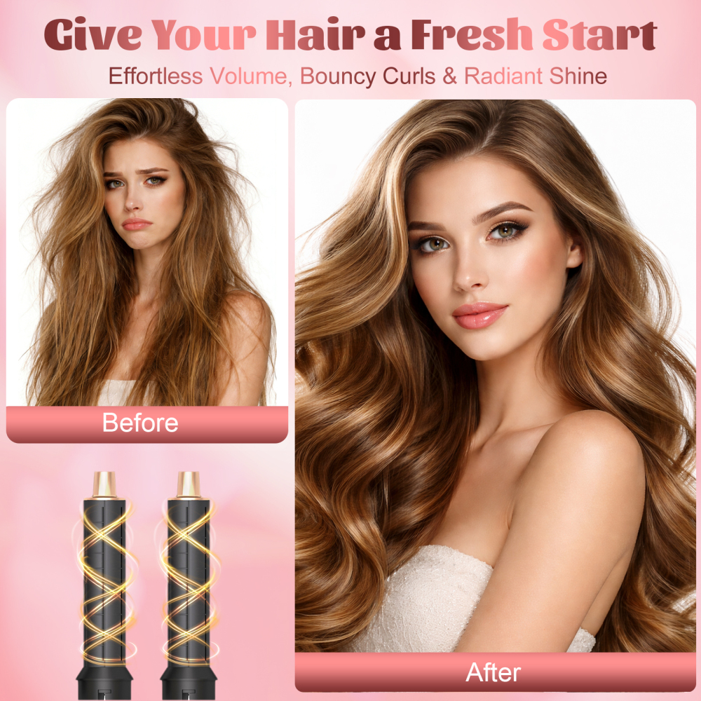 AVENHO 5 in 1 Hair Styler for Woman，Air Curling Wrap, Drying, Curling, Straightening & Volumizing, Hot Air Curler Dryer Brush Tool Set, Curl Styling Tools, Hair Styling at Home Travel - Charcoal