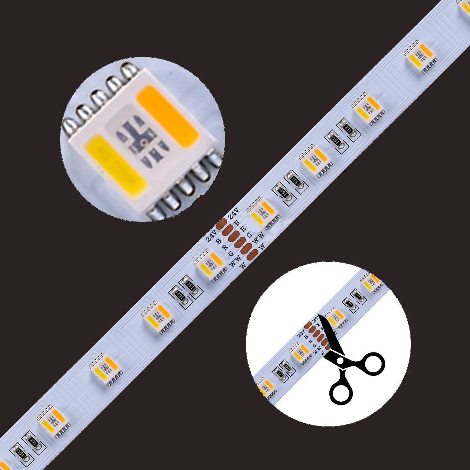 24V RGBWW 5050 LED Strip Lights - 5-in-1 Rainbow Chasing Effect, Wholesale Engineering Lighting,murenled,24V RGBWW 5-in-1 LED Strip, Wholesale